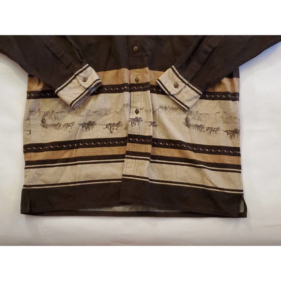 Vintage Chaps Ralph Lauren Long Sleeve Aztec Western Shirt Men's Size Large - Picture 2 of 8